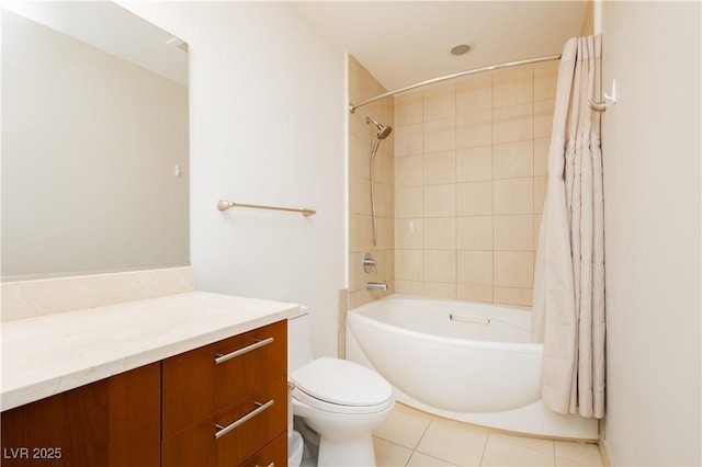 200 W Sahara Ave Unit 910, Las Vegas, NV 89102 - full bathroom featuring shower / bath combo with shower curtain, vanity, toilet, and tile patterned floors