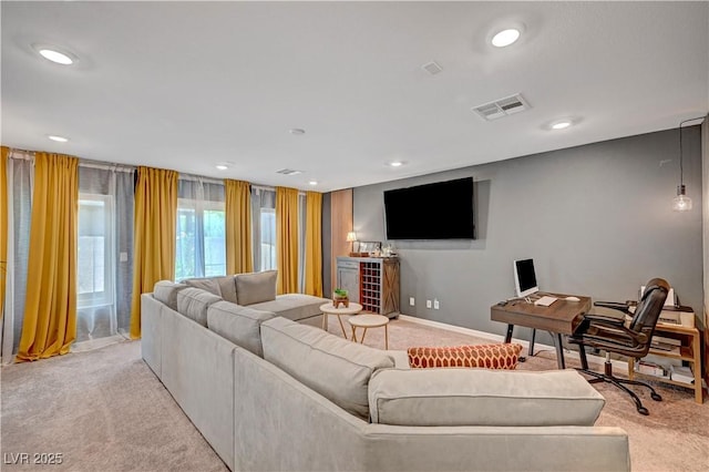 7756 Seville Estates Ct, Las Vegas, NV 89113 - living room with light carpet and recessed lighting