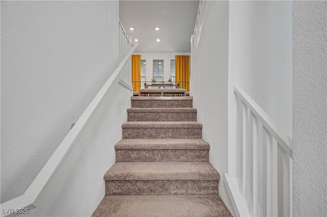7756 Seville Estates Ct, Las Vegas, NV 89113 - stairway featuring recessed lighting