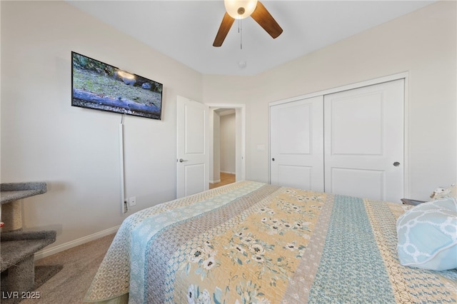 5375 E Ln Campana Dr, Pahrump, NV 89061 - bedroom featuring carpet, a closet, and a ceiling fan