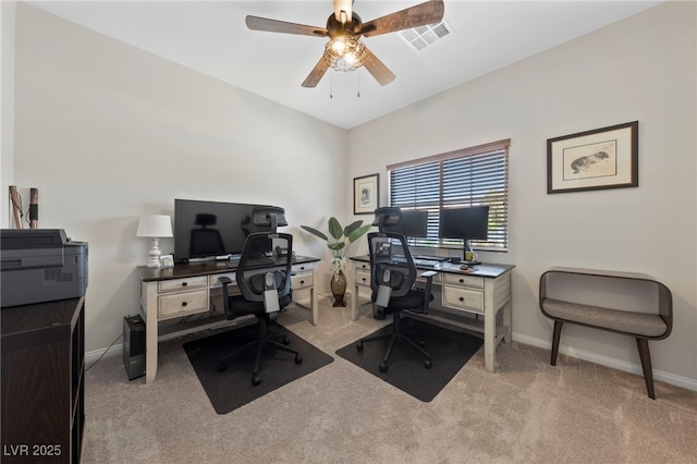 5375 E Ln Campana Dr, Pahrump, NV 89061 - home office featuring ceiling fan and light carpet