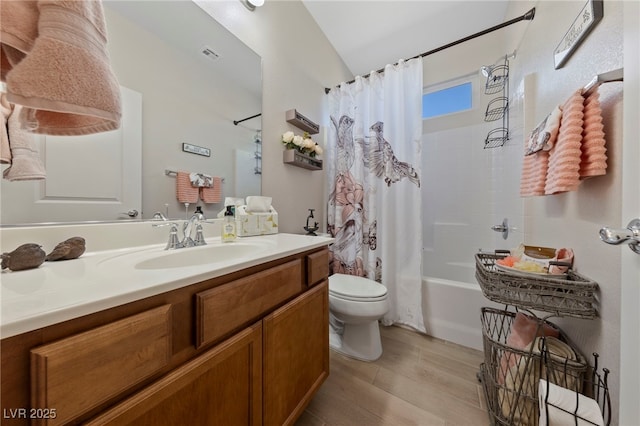 5375 E Ln Campana Dr, Pahrump, NV 89061 - bathroom with vanity, shower / bath combo, and wood finished floors