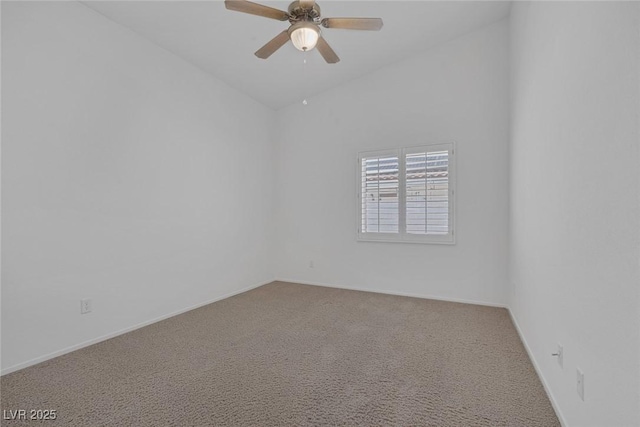 5808 Spinnaker Reach Ave, Las Vegas, NV 89130 - carpeted empty room featuring ceiling fan, vaulted ceiling, and baseboards