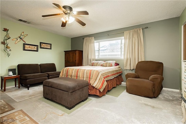 7701 Pheasant Ln, Las Vegas, NV 89145 - bedroom featuring a textured ceiling, carpet floors, baseboards, and ceiling fan