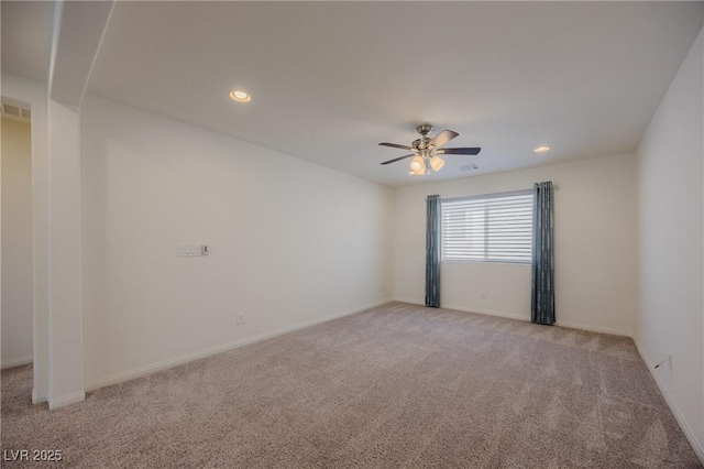 6403 Ava Ridge Ave, Las Vegas, NV 89141 - unfurnished room with light carpet, ceiling fan, recessed lighting, and baseboards