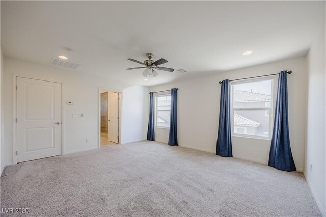 6403 Ava Ridge Ave, Las Vegas, NV 89141 - unfurnished bedroom with light colored carpet, baseboards, a ceiling fan, and recessed lighting