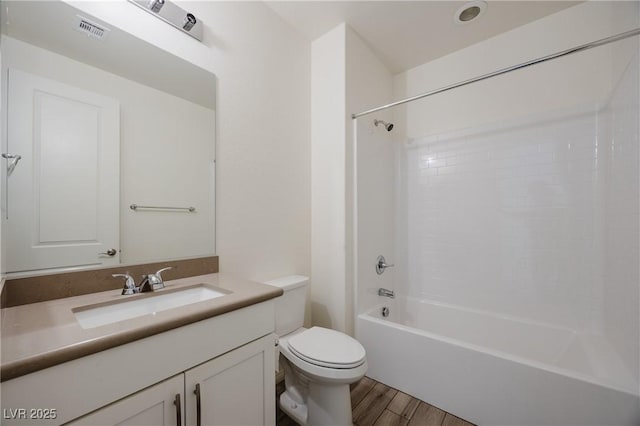 6403 Ava Ridge Ave, Las Vegas, NV 89141 - full bath with toilet, vanity, wood finished floors, and shower / bathtub combination
