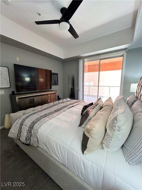 23 E Agate Ave Unit 301, Las Vegas, NV 89123 - bedroom featuring carpet, ceiling fan, and access to exterior