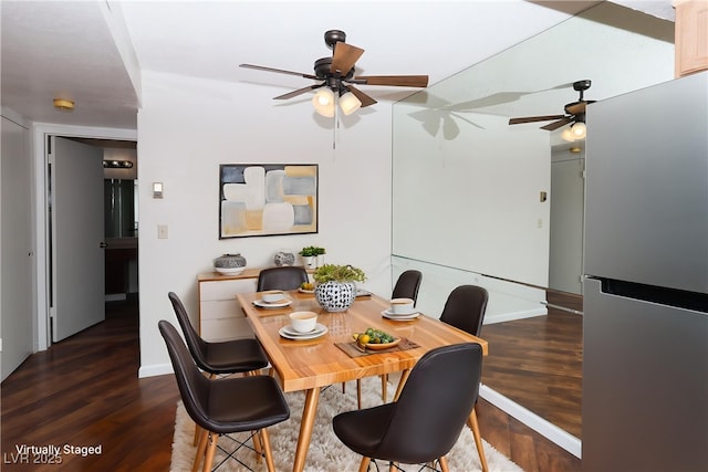 3811 Desert Marina Dr Unit 125, Laughlin, NV 89029 - dining area featuring ceiling fan, wood finished floors, and baseboards