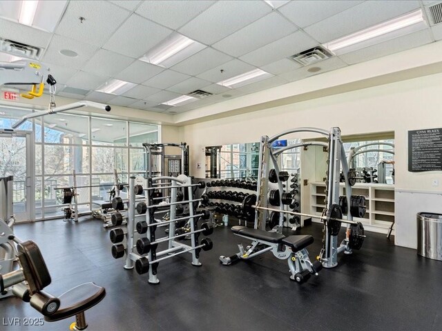 38 E Serene Ave Unit 134, Las Vegas, NV 89123 - workout area featuring healthy amount of natural light and a drop ceiling