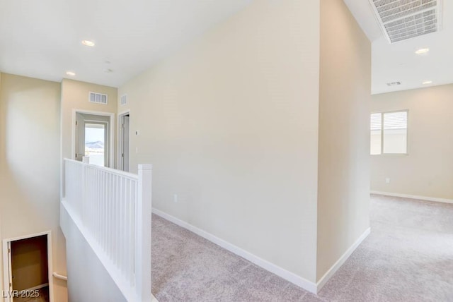 11840 Pelican Butte Ave, Las Vegas, NV 89138 - corridor with an upstairs landing, carpet flooring, baseboards, and recessed lighting