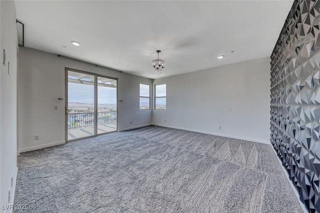 1038 Delbrook Ave, Henderson, NV 89012 - carpeted spare room with baseboards, a chandelier, and recessed lighting