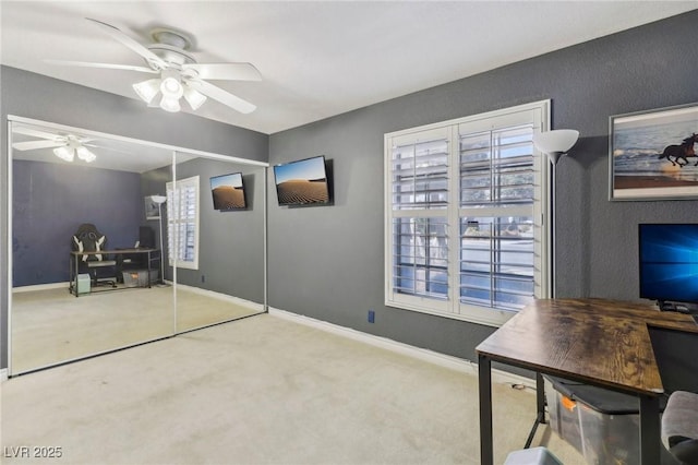 1912 Parkchester Dr, Las Vegas, NV 89108 - office with ceiling fan, carpet flooring, and baseboards