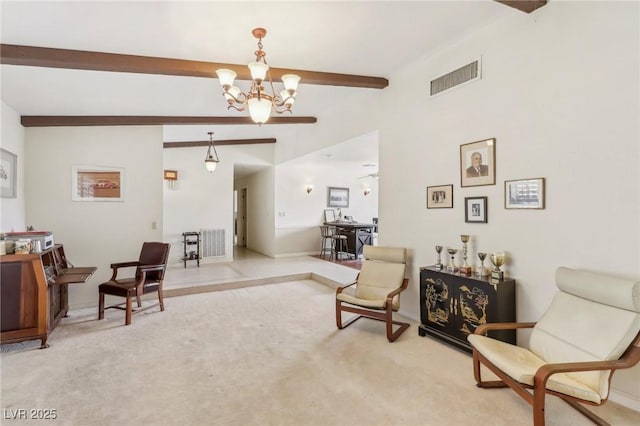 1912 Parkchester Dr, Las Vegas, NV 89108 - sitting room with a chandelier, carpet, and baseboards