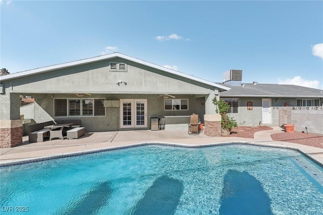 1912 Parkchester Dr, Las Vegas, NV 89108 - view of pool with a patio area, central AC, french doors, and a ceiling fan