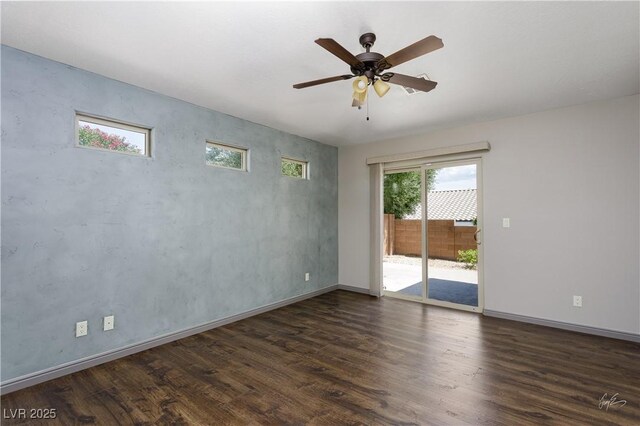 854 Santa Maria Way, Mesquite, NV 89027 - unfurnished room with dark wood-style floors, ceiling fan, and baseboards