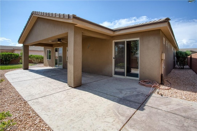 854 Santa Maria Way, Mesquite, NV 89027 - rear view of house with stucco siding, a patio, and ceiling fan