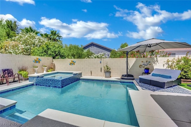 2558 Wiltshire Ave, Henderson, NV 89052 - view of pool featuring a fenced backyard, a pool with connected hot tub, and a patio area