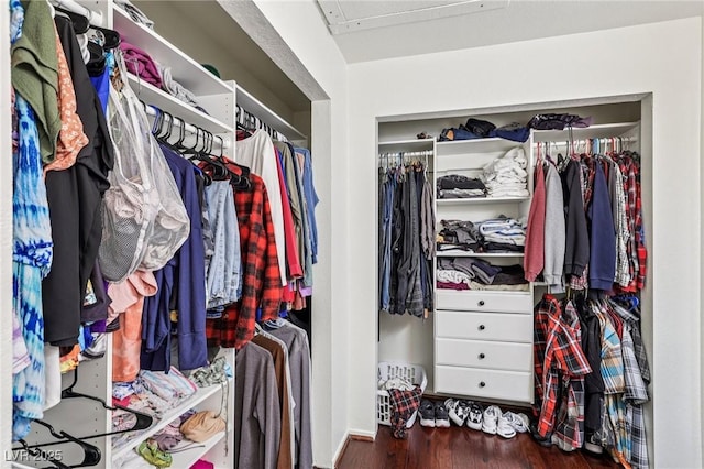 1251 Los Meadows Dr, Las Vegas, NV 89110 - spacious closet featuring wood finished floors