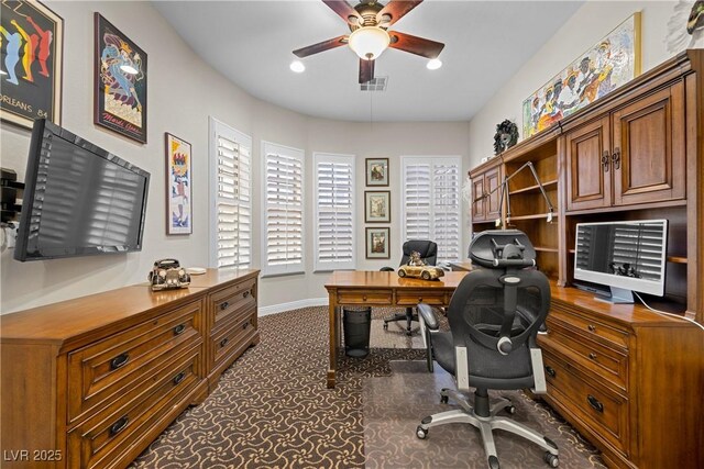 2749 Liberation Dr, Henderson, NV 89044 - carpeted office with ceiling fan and baseboards