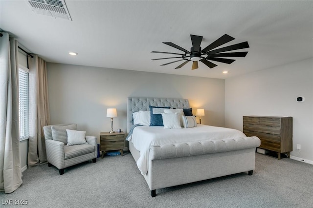 7077 Sunland Hills Ave, Las Vegas, NV 89113 - bedroom featuring carpet, recessed lighting, a ceiling fan, and baseboards
