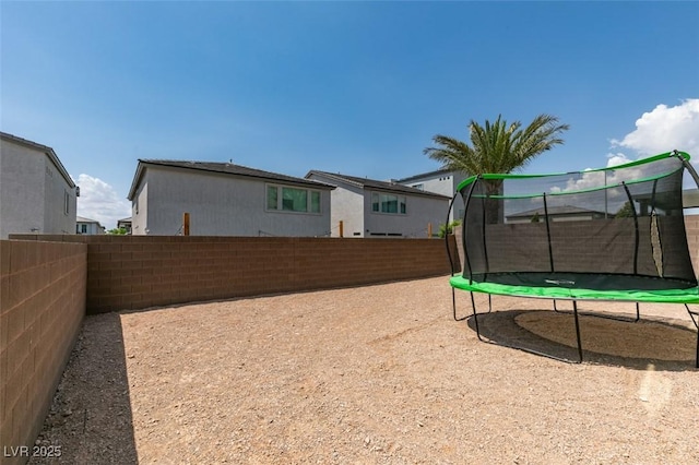 7077 Sunland Hills Ave, Las Vegas, NV 89113 - fenced backyard with a trampoline