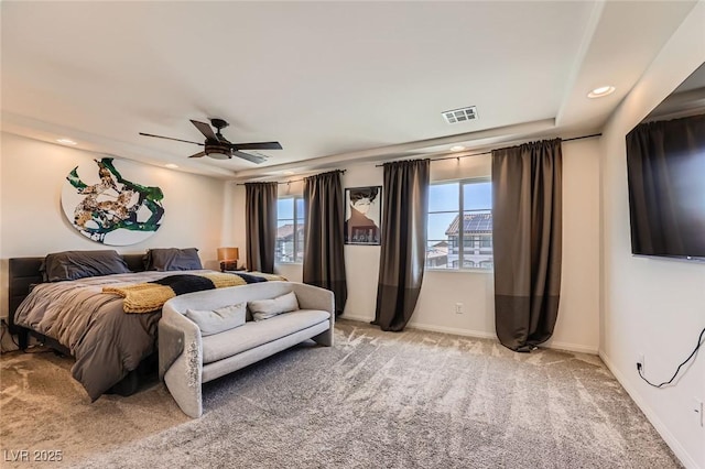 8121 Russell Creek Ct, Las Vegas, NV 89139 - bedroom with light colored carpet, multiple windows, baseboards, and recessed lighting