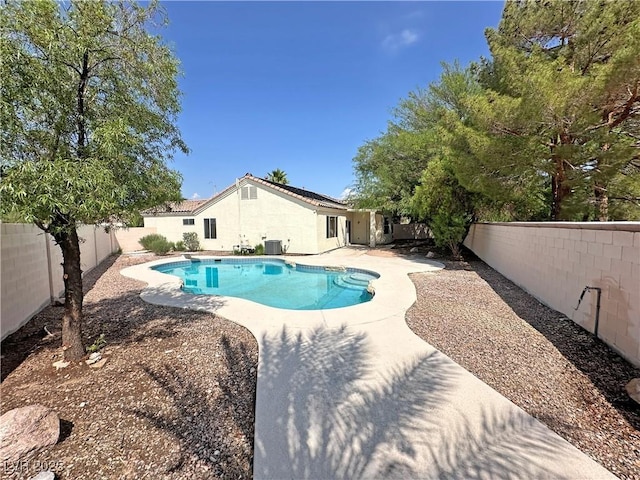 316 Lingering Ln, Henderson, NV 89012 - view of swimming pool featuring a fenced backyard, a patio, and central air condition unit