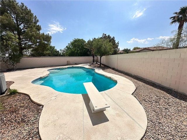 316 Lingering Ln, Henderson, NV 89012 - view of pool with a fenced backyard, a diving board, and a patio area