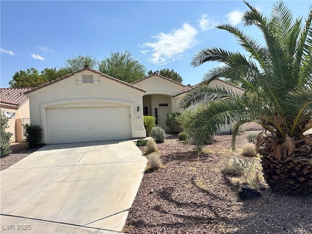 316 Lingering Ln, Henderson, NV 89012 - mediterranean / spanish-style house with concrete driveway, a garage, and stucco siding