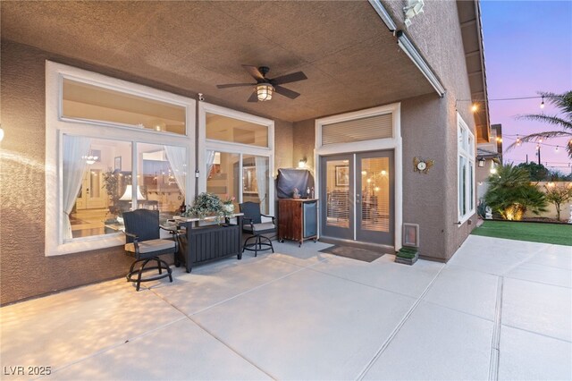 5940 Vizzi Ct, Las Vegas, NV 89131 - view of patio / terrace with ceiling fan and french doors