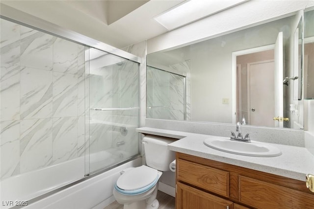 3157 Capetown Way, Las Vegas, NV 89128 - bathroom featuring vanity, combined bath / shower with glass door, and toilet