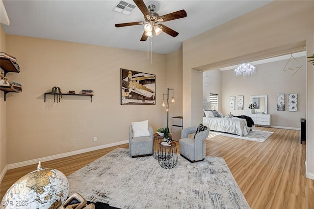 8223 Saddleback Ledge Ave, Las Vegas, NV 89147 - bedroom featuring wood finished floors, baseboards, and ceiling fan