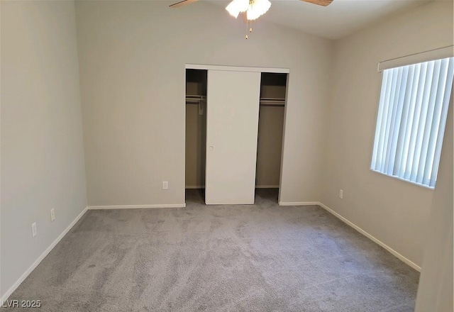 4718 Victoria Garden Ave, North Las Vegas, NV 89031 - unfurnished bedroom with carpet, a closet, baseboards, and ceiling fan