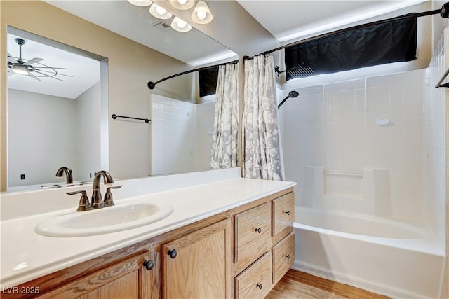 3717 Shanagolden St, Las Vegas, NV 89129 - full bathroom with vanity, shower / bath combo, and wood finished floors