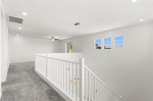 767 Tallgrass St, Las Vegas, NV 89138 - corridor with recessed lighting, carpet floors, an upstairs landing, and baseboards
