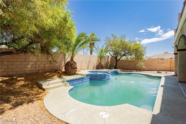 8224 Cassis Ct, Las Vegas, NV 89117 - view of pool with a fenced backyard and a pool with connected hot tub