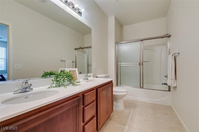 1370 Crystal Hill Ln Unit 3, Henderson, NV 89012 - bathroom featuring tile patterned flooring, double vanity, and combined bath / shower with glass door