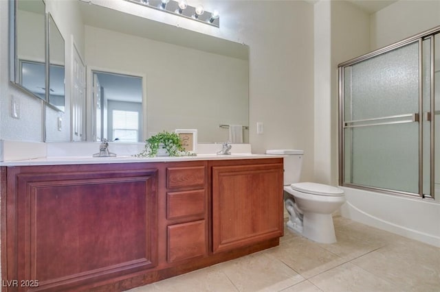1370 Crystal Hill Ln Unit 3, Henderson, NV 89012 - bathroom with double vanity, tile patterned floors, and bath / shower combo with glass door