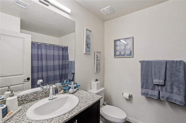 6807 Satin Silver Ct, North Las Vegas, NV 89086 - full bathroom with vanity, toilet, baseboards, and curtained shower