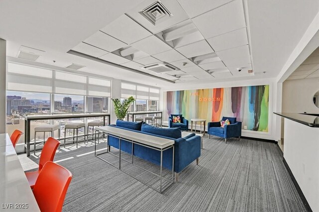150 Las Vegas Blvd Unit 1004, Las Vegas, NV 89101 - common area with expansive windows, a view of city, a surveillance system, and a paneled ceiling
