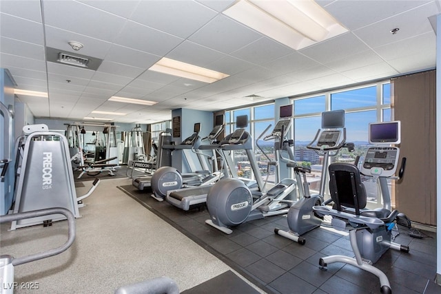 150 Las Vegas Blvd Unit 1004, Las Vegas, NV 89101 - exercise room with a wall of windows and a drop ceiling