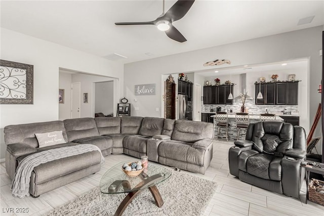 5616 Silver Cascade Ave, Las Vegas, NV 89131 - living room with ceiling fan