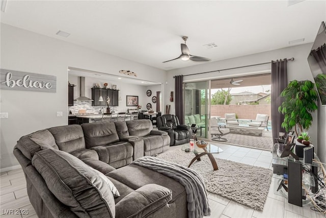 5616 Silver Cascade Ave, Las Vegas, NV 89131 - living room featuring a ceiling fan