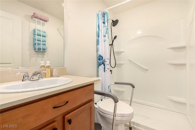 9690 Langden Brook St, Las Vegas, NV 89178 - bathroom featuring vanity, a shower with curtain, and toilet