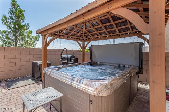 9690 Langden Brook St, Las Vegas, NV 89178 - view of patio featuring a gazebo and a hot tub