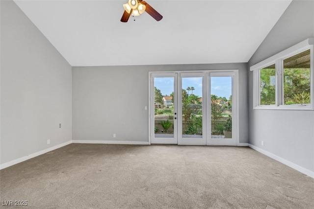 5008 Shoal Creek Cir, Las Vegas, NV 89113 - unfurnished room with plenty of natural light, carpet, vaulted ceiling, ceiling fan, and baseboards