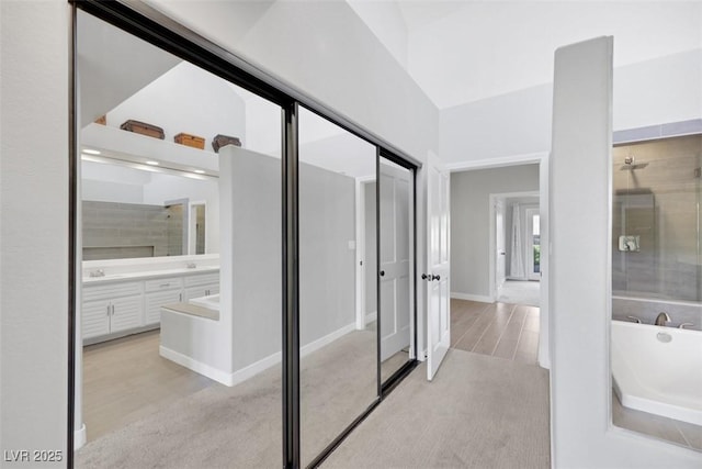 5008 Shoal Creek Cir, Las Vegas, NV 89113 - full bath with a garden tub, vanity, and a shower with shower door