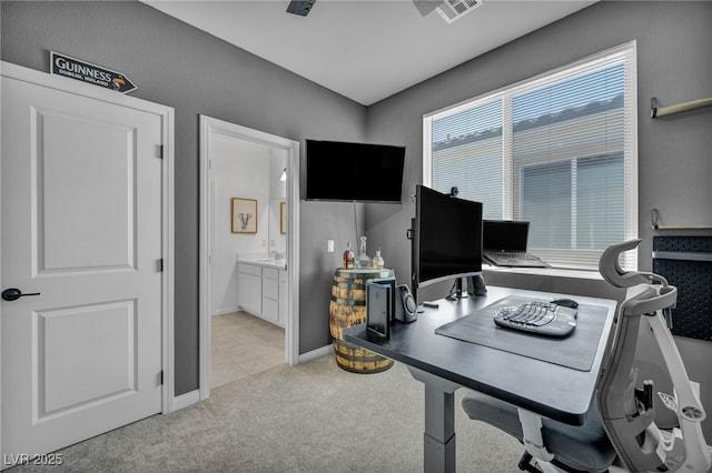 8055 Tank Loop St, Las Vegas, NV 89166 - office with light colored carpet, baseboards, and a sink