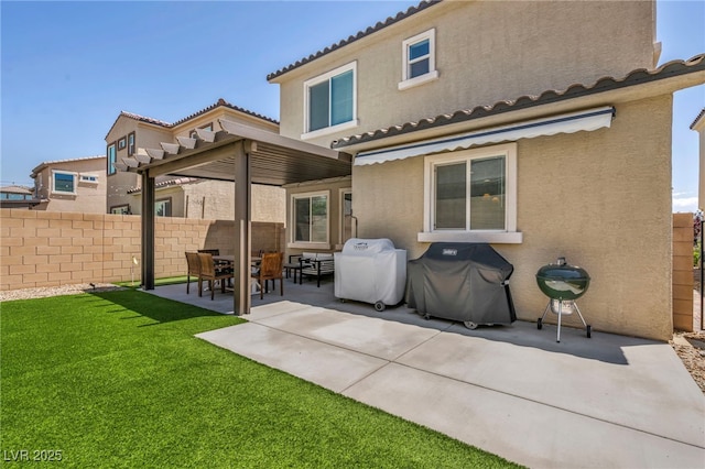 8055 Tank Loop St, Las Vegas, NV 89166 - rear view of property with stucco siding, a patio, and a tile roof